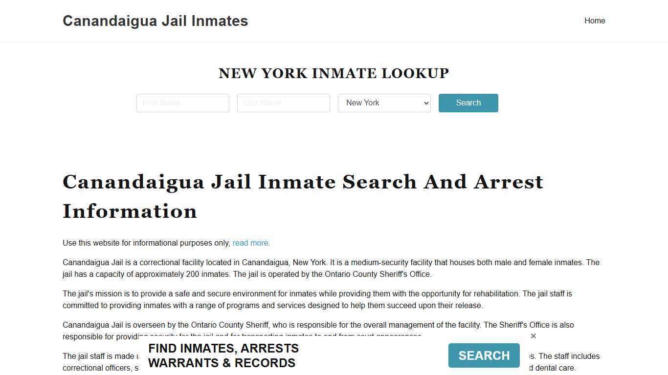 Canandaigua Jail, Police Department, NY Inmate Roster, Arrest Search